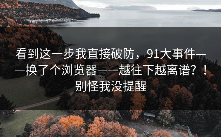 看到这一步我直接破防，91大事件——换了个浏览器——越往下越离谱？！别怪我没提醒